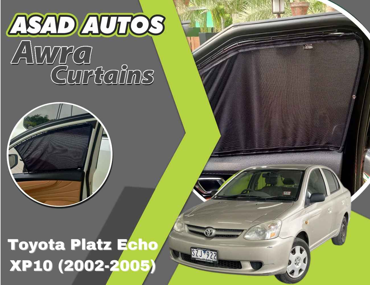 Awra Curtains for Toyota Platz Echo XP10 (2002-2005) | Sunshade & Privacy