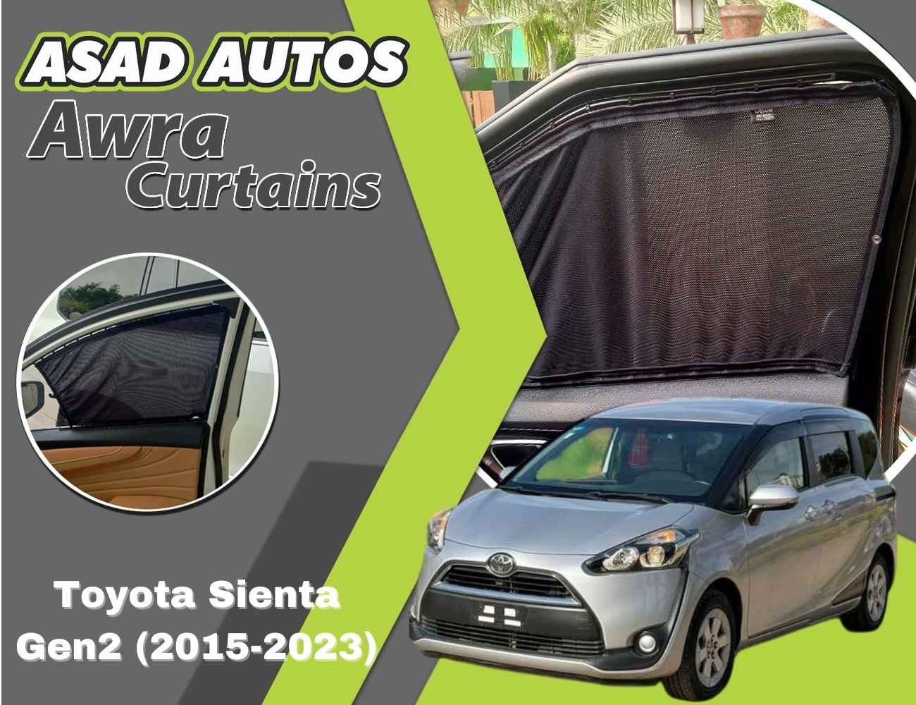 Awra Curtains for Toyota Sienta Gen2 (2015-2023) | Sunshade & Privacy