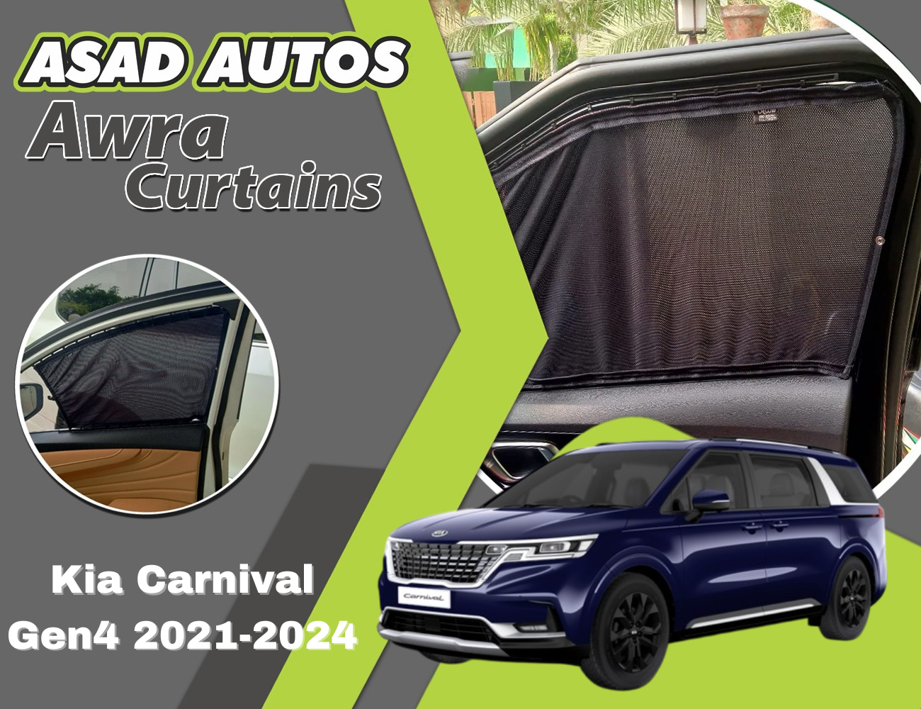 "Awra Custom-Fit Window Curtains for Kia Carnival Gen4 (2021-2024)"