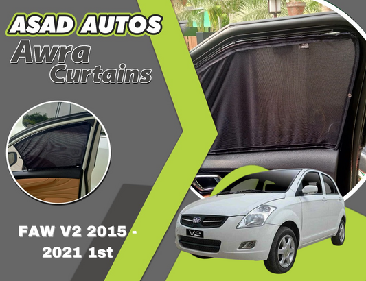 "Awra Window Curtains Sun Shades (Car Pardy) for FAW V2 (2015-2021) 1st Gen – Premium Sun Protection & Privacy."
