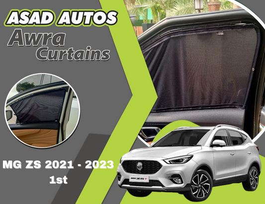 "Awra Window Curtains Sun Shades (Car Pardy) for MG ZS 1st Gen (2021-2023) – Premium Privacy and Sun Protection."