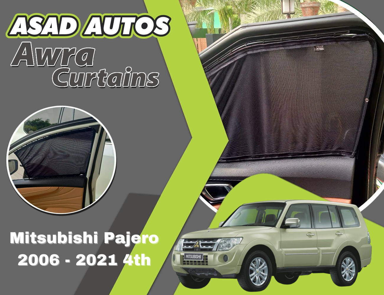 "Awra Window Curtains Sun Shades (Car Pardy) for Mitsubishi Pajero 4th Gen (2006-2021) – Premium Privacy and Sun Protection"