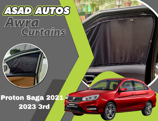 "Awra Window Curtains Sun Shades (Car Pardy) for Proton Saga 3rd Gen (2021-2023) – Ultimate Sun Protection and Privacy"
