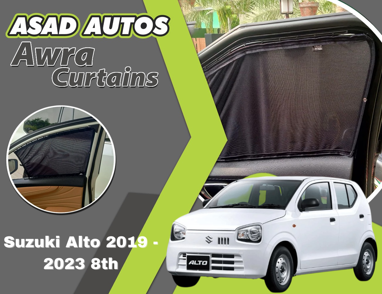 Awra Window Curtains Sun Shades (Car Pardy) for Suzuki Alto 2019 - 2023 8th Gen – Ultimate Sun Protection & Privacy