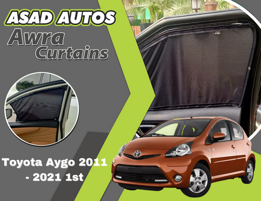 "Awra Window Curtains Sun Shades (Car Pardy) for Toyota Aygo 1st Gen (2011-2021) – Premium Privacy and Sun Protection"
