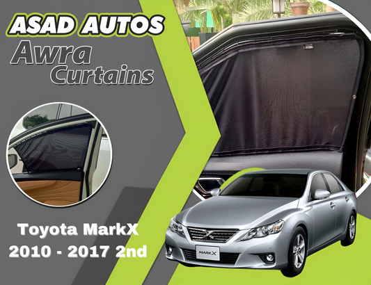 "Awra Window Curtains Sun Shades (Car Pardy) for Toyota Mark X 2nd Gen (2010-2017) – Premium Privacy and Sun Protection"