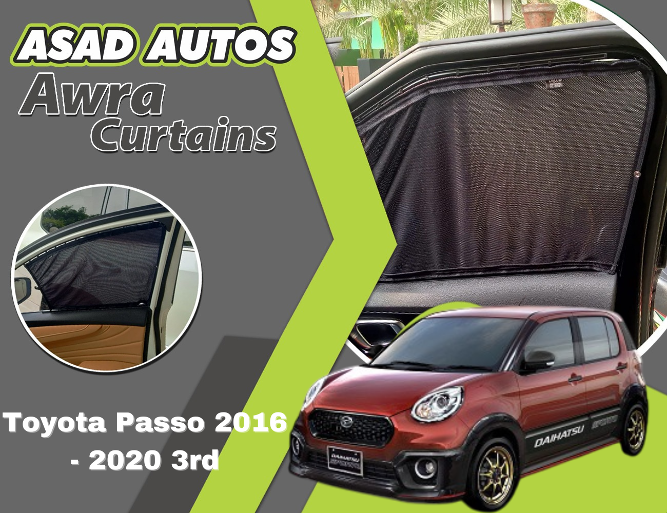 "Awra Window Curtains Sun Shades (Car Pardy) for Toyota Passo 2016 - 2020 3rd – Ultimate Sun Protection & Privacy"