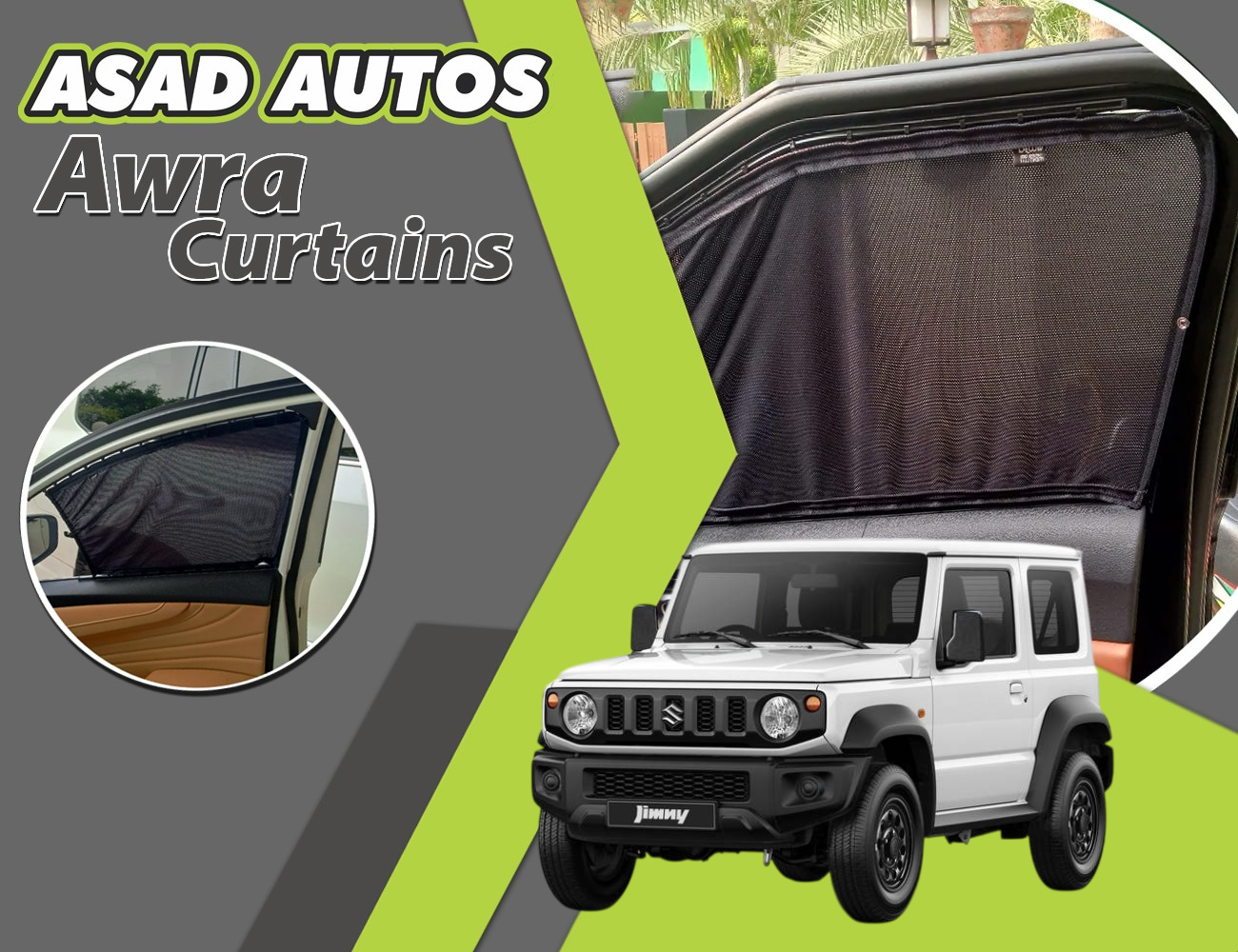 "Awra Window Curtains installed in Suzuki Jimny 2019-2023 (4th Gen)"