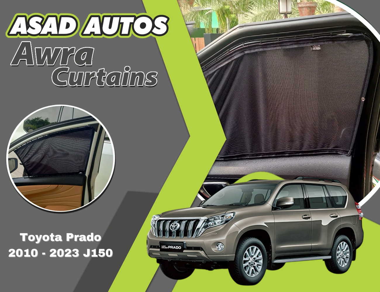"Awra Window Curtains installed in Toyota Prado 2010-2023 (J150)"