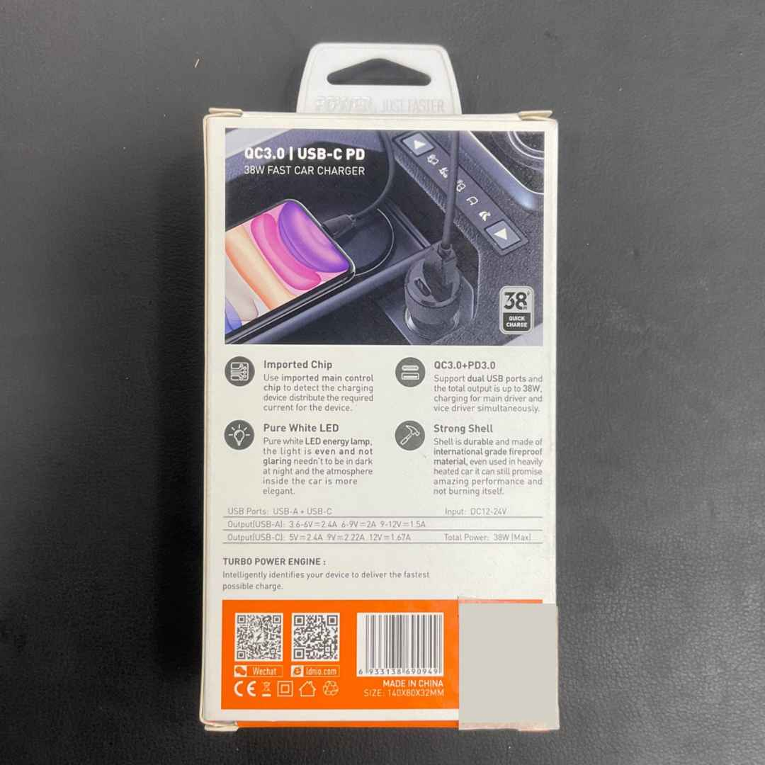 LDNIO 38W QC3.0 + USB-C PD Fast Car Charger