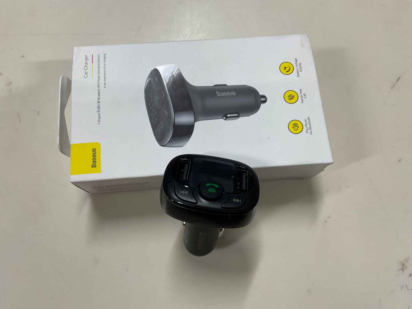 Baseus Car Charger with Battery Voltage Display | Dual USB Fast Charging
