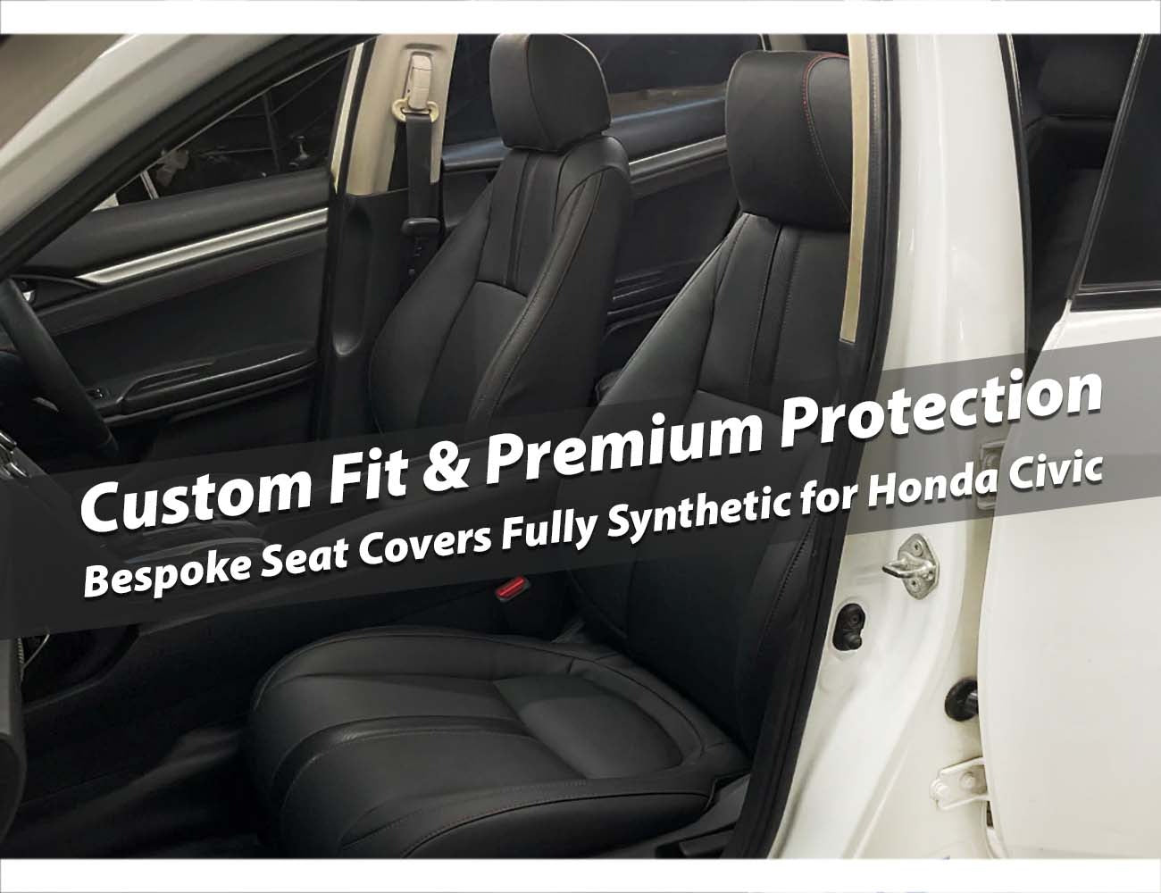 Bespoke Fully Synthetic Seat Covers for Honda Civic 2016-2021, providing a custom fit, premium protection, and stylish design for your car’s interior.