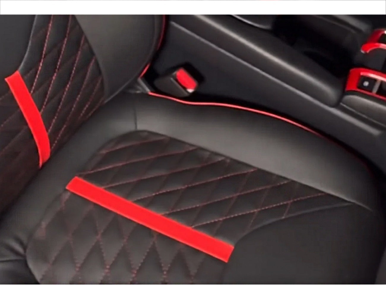 Bespoke Lamborghini Red Seat Covers for Honda Civic X (2016-2021) made from premium Japanese synthetic fabric for a luxurious and sporty interior upgrade.
