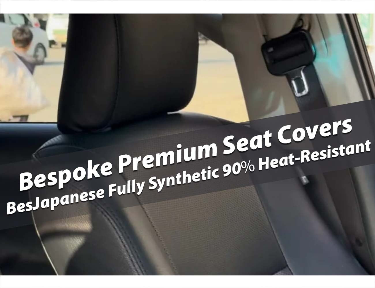 Bespoke Premium Seat Covers made from Japanese fully synthetic fabric with 90% heat resistance, custom-fit for superior protection and comfort.