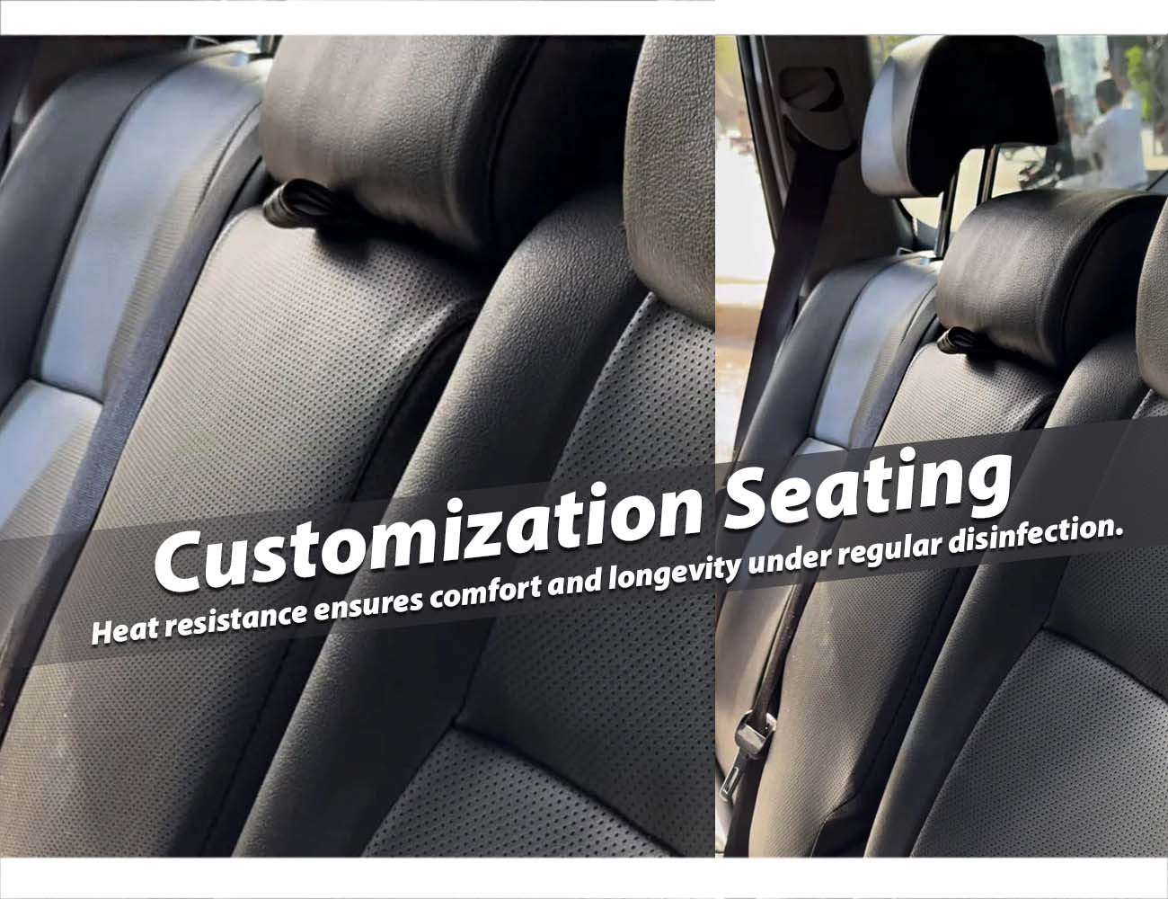 Bespoke Premium Seat Covers made from Japanese fully synthetic fabric with 90% heat resistance, custom-fit for superior protection and comfort.