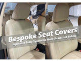 Bespoke Seat Covers made from Japanese fully synthetic heat-resistant fabric, offering custom fit, premium protection, and long-lasting comfort for your car’s interior.