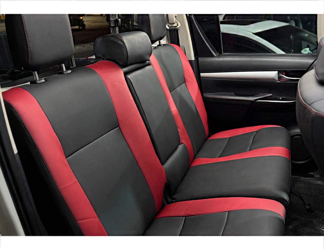 Bespoke car seat covers designed for Toyota Hilux Revo, offering custom fit, premium protection, and enhanced comfort for the vehicle's interior.