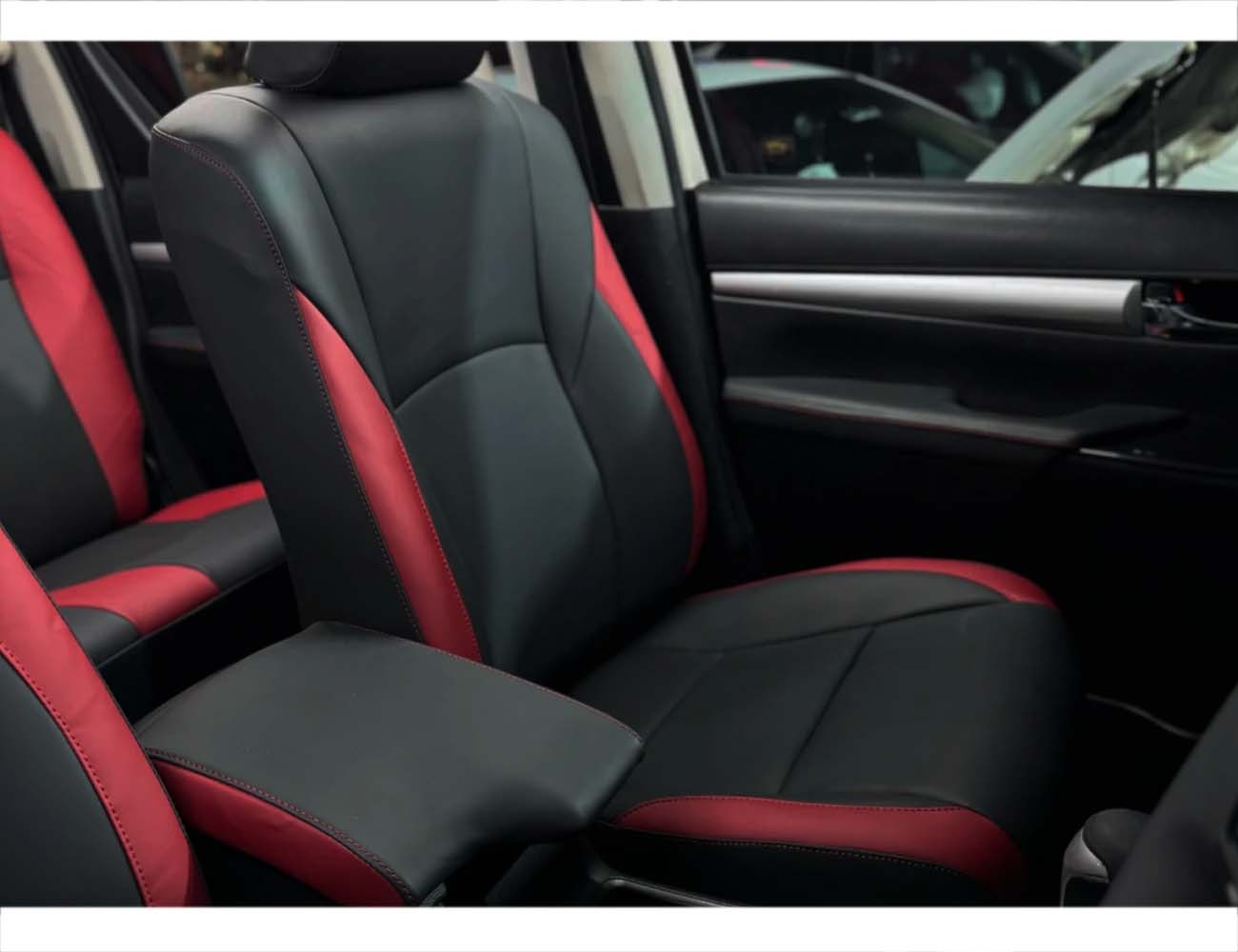 Bespoke car seat covers designed for Toyota Hilux Revo, offering custom fit, premium protection, and enhanced comfort for the vehicle's interior.