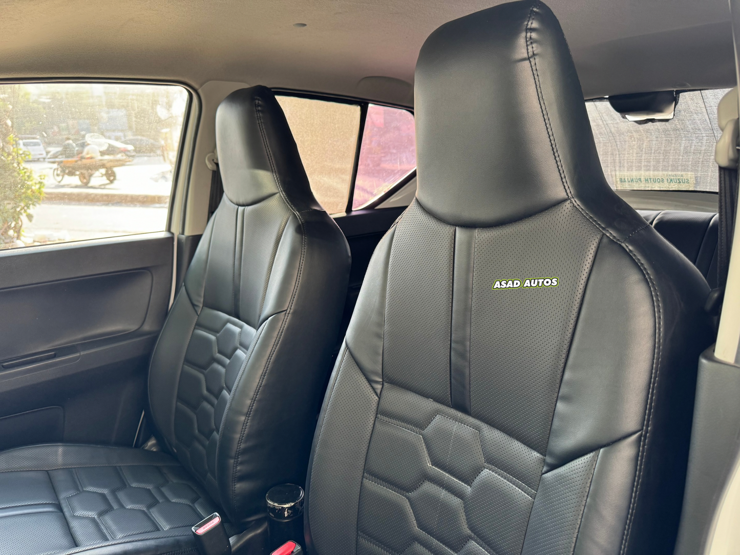 Bespoke seat covers made from Japanese synthetic fiber for Suzuki Alto 2014-2025, offering luxury and protection for your vehicle's interior.