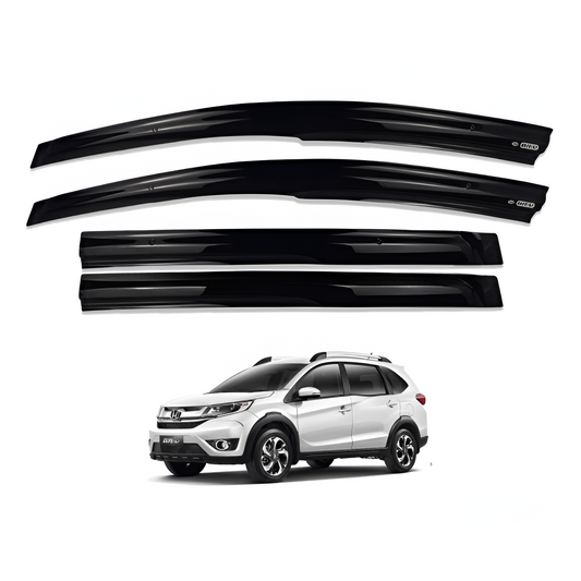 Black tinted door window visors for Honda BR-V, providing rain and sun protection with a stylish and durable design