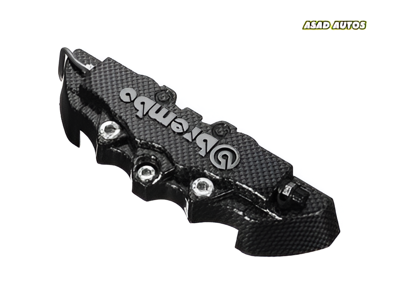 Brembo style black car disc brake caliper cover, providing a sleek, modern look while offering durable protection for your brakes.