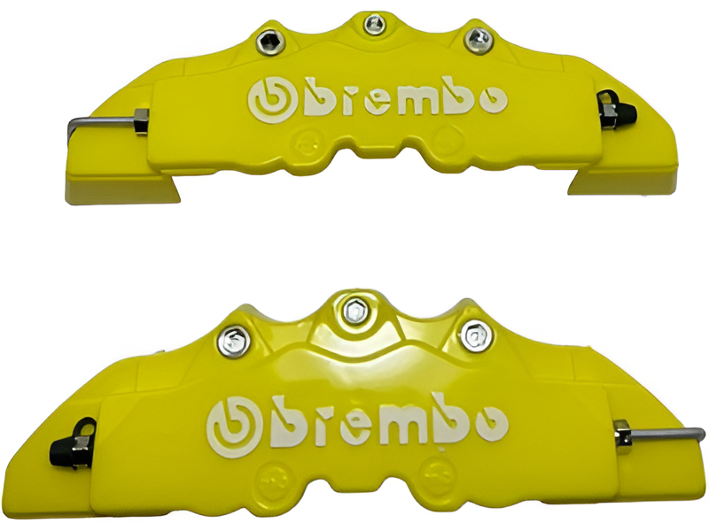 Brembo style yellow car disc brake caliper cover, providing a bold and sporty appearance with reliable protection for your vehicle’s brakes.