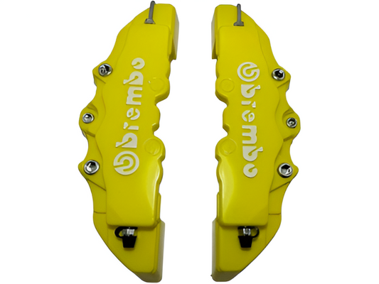 Brembo style yellow car disc brake caliper cover, providing a bold and sporty appearance with reliable protection for your vehicle’s brakes.