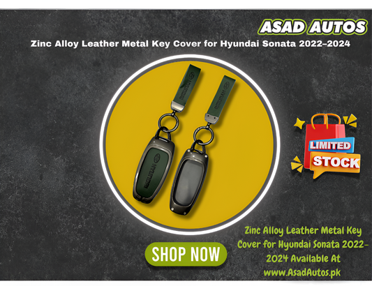 Zinc Alloy Leather Metal Key Cover for Hyundai Sonata 2022–2024 – Premium Smart Key Protection