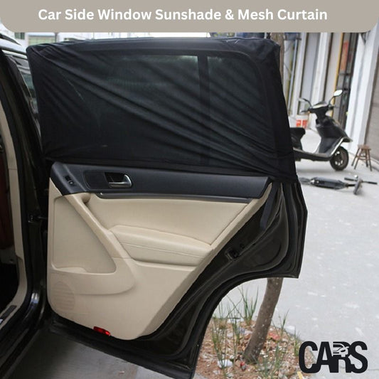 2PCS Car Side Window Sunshade & Mesh Curtain – UV Protection & Mosquito Net