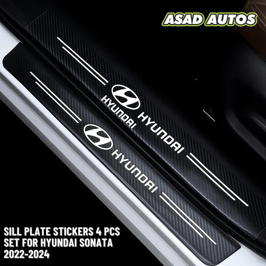 Carbon Fiber Sill Plate Sticker For Hyundai Sonata 2022–2024 – 4PCS Door Entry Guard Set