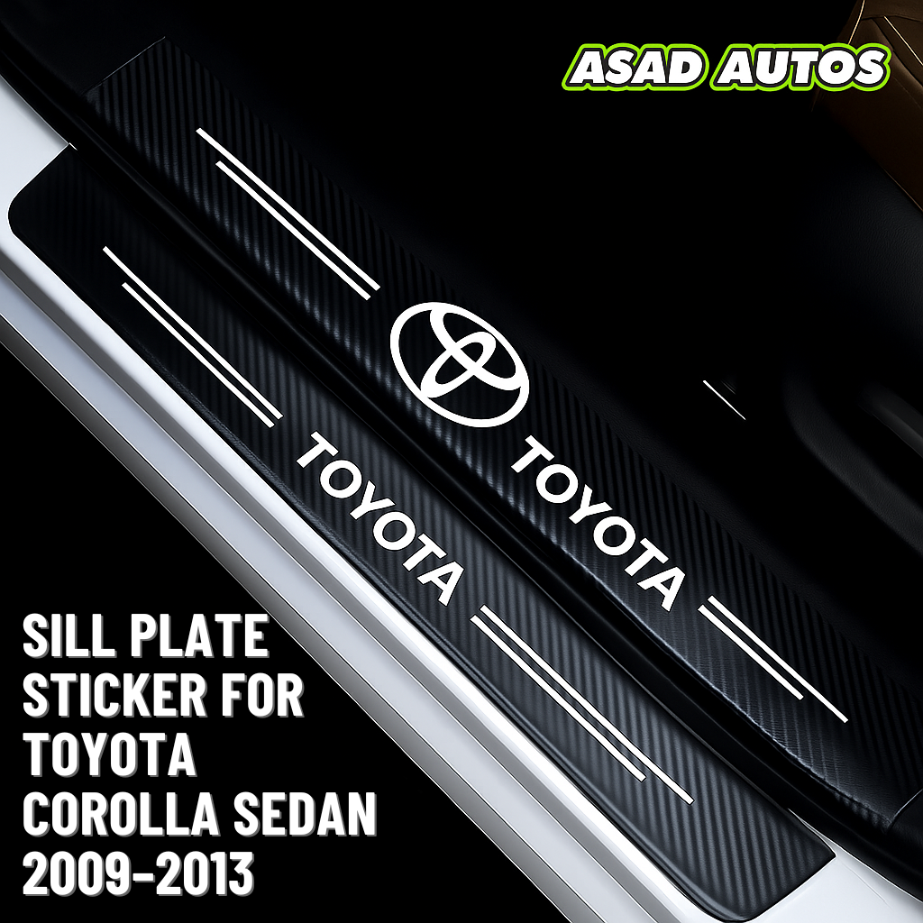Carbon Fiber Sill Plate Sticker for Toyota Corolla Sedan 2009–2013 – Sporty Protection Upgrade