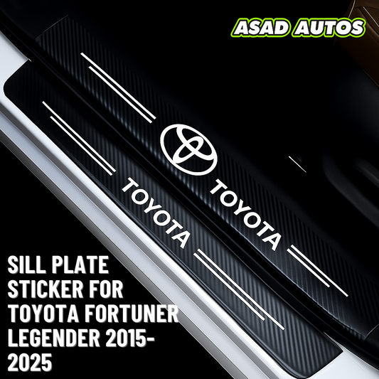Carbon Fiber Sill Plate Sticker for Toyota Fortuner Legender (2015–2025) – Premium Door Sill Protection with Sporty Styling