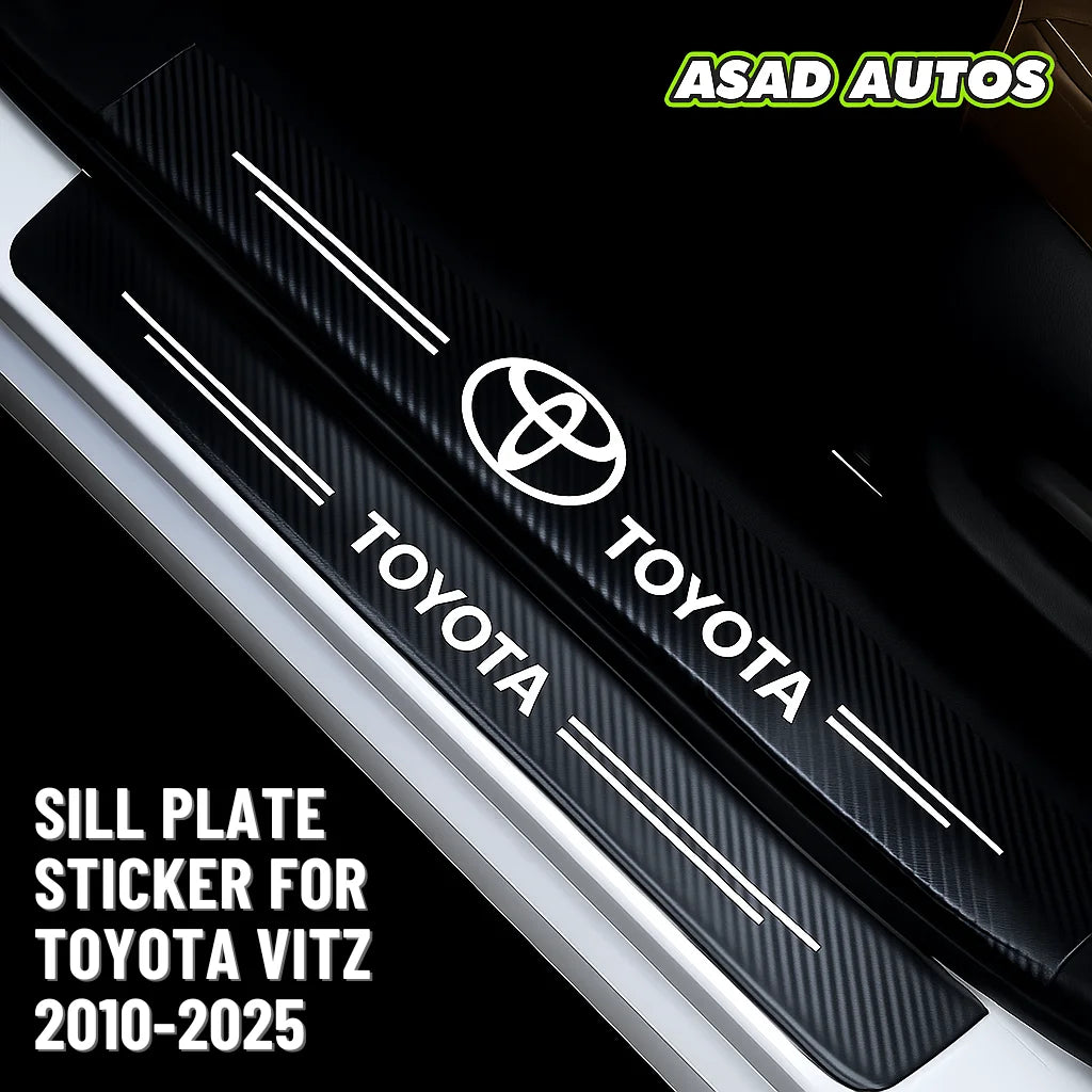 Carbon Fiber Sill Plate Sticker for Toyota Vitz 2010–2025 – Sleek Door Protection with Sporty Appeal