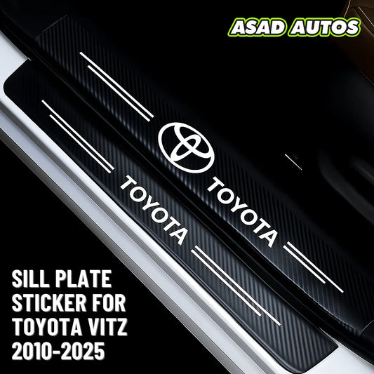 Carbon Fiber Sill Plate Sticker for Toyota Vitz 2010–2025 – Sleek Door Protection with Sporty Appeal