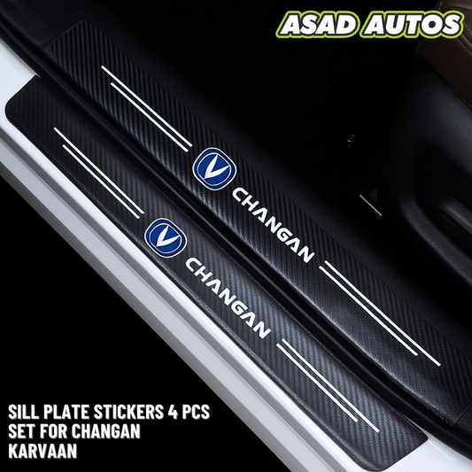 Carbon Fiber Sill Plate Sticker 4 PCS For Changan Karvaan – Premium Door Sill Protection