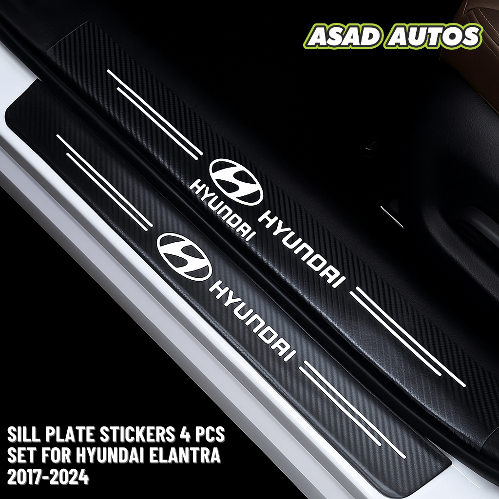 Carbon Fiber Sill Plate Sticker For Hyundai Elantra 2017–2024 – 4PCS Stylish Door Entry Protection
