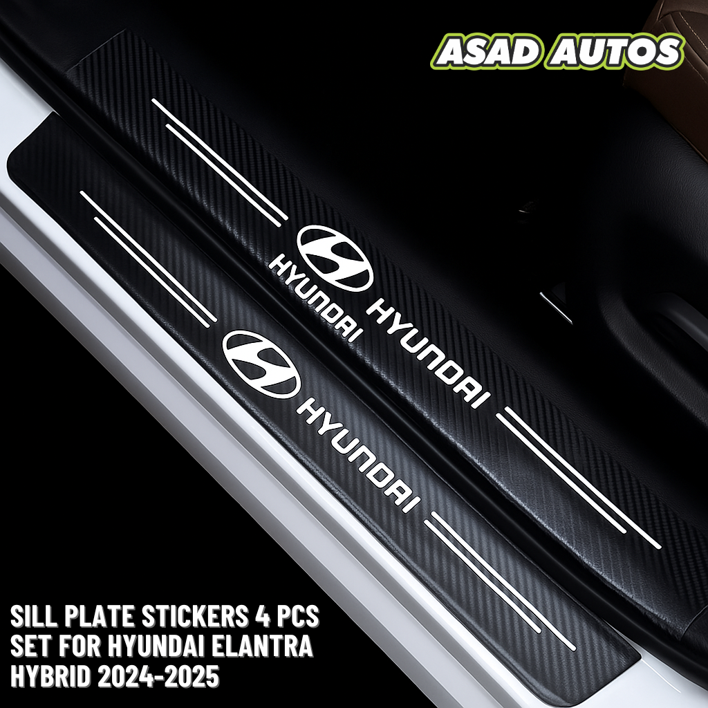 Carbon Fiber Sill Plate Sticker For Hyundai Elantra Hybrid 2024–2025 – 4PCS Door Entry Protection