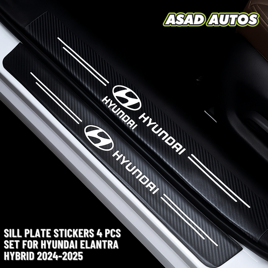 Carbon Fiber Sill Plate Sticker For Hyundai Elantra Hybrid 2024–2025 – 4PCS Door Entry Protection