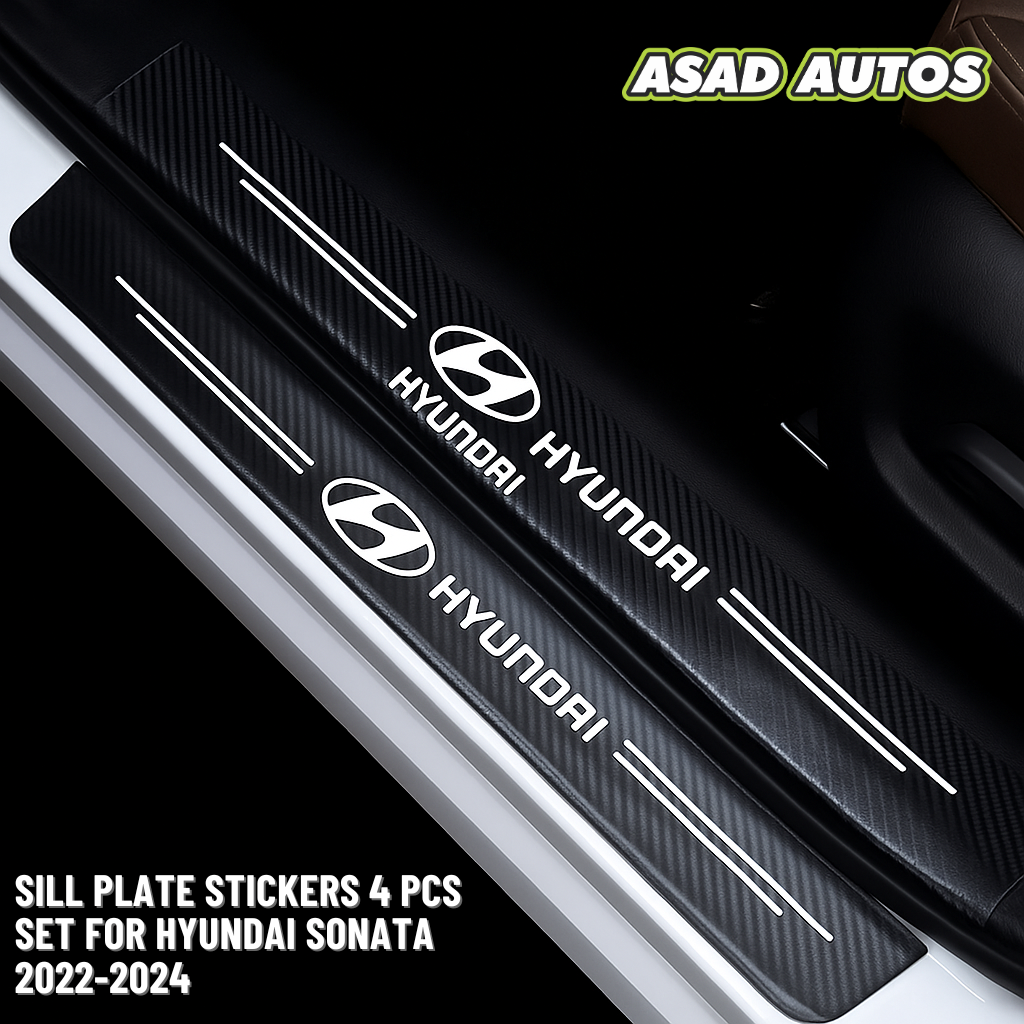 Carbon Fiber Sill Plate Sticker For Hyundai Sonata 2022–2024 – 4PCS Door Entry Guard Set