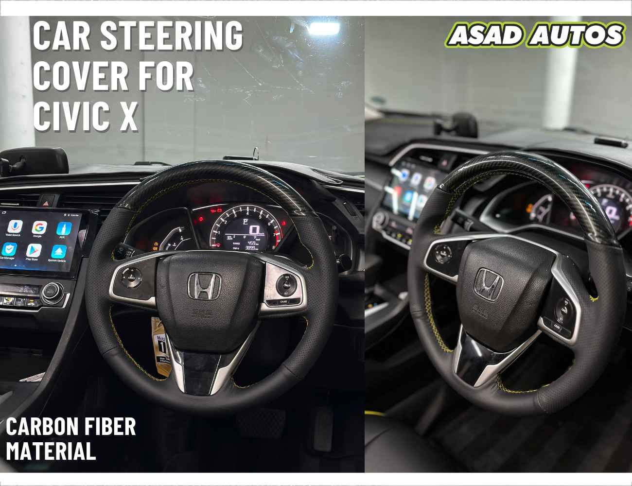 Carbon Fiber Steering Cover for Honda Civic 2016–2021 – Sporty Grip & Premium Finish