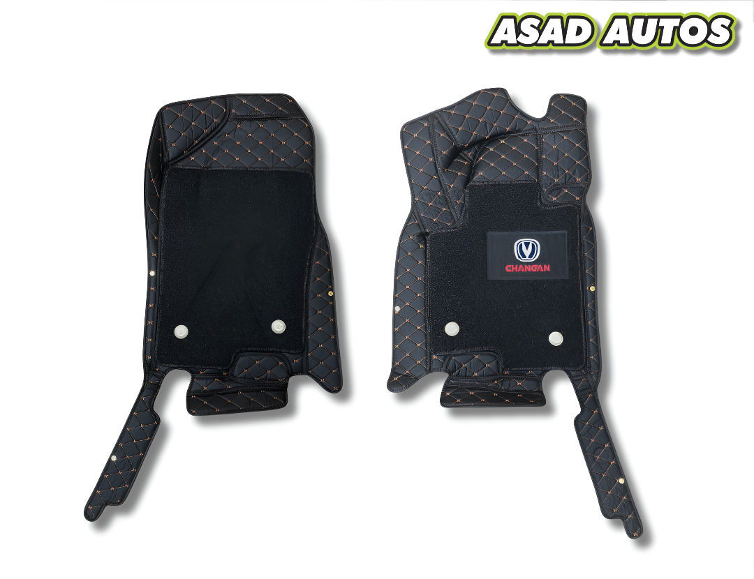 Changan Oshan X7 11D Floor Mats – Mix Thread Black with Black Grass (2021–2024)