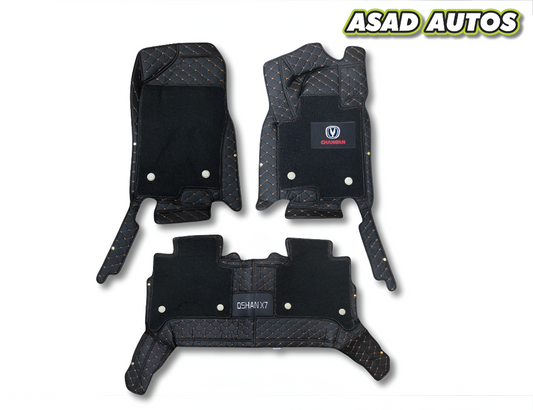 Changan Oshan X7 11D Floor Mats – Mix Thread Black with Black Grass (2021–2024)