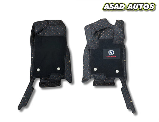 Changan Oshan X7 11D Floor Mats – Mix Thread Black with Black Grass (2021–2024)