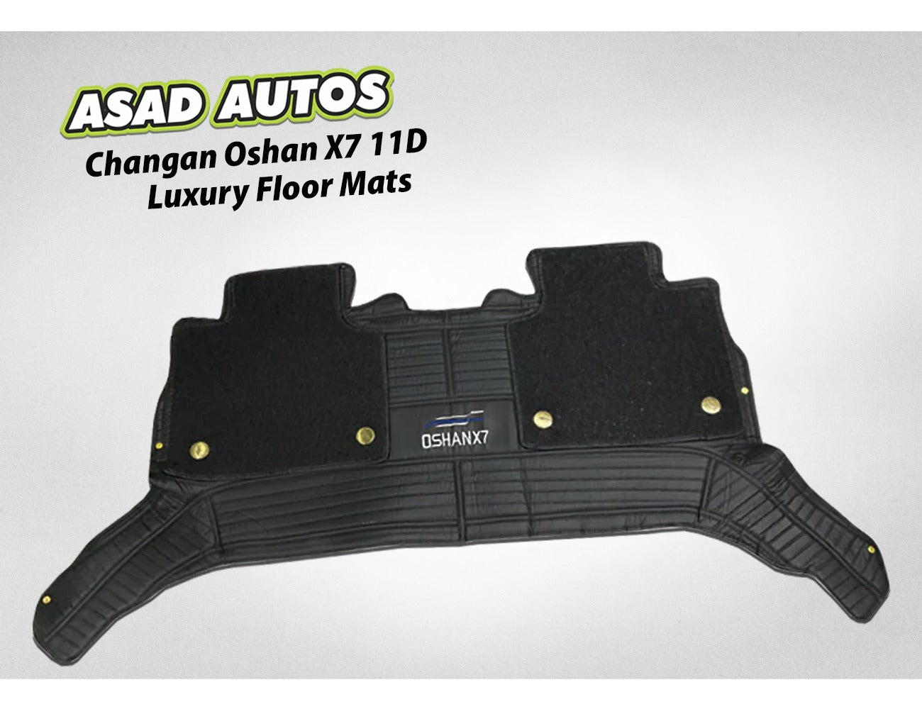 Changan Oshan X7 11D Luxury Floor Mats, custom fit, offering superior protection and comfort with a premium design and all-weather durability.