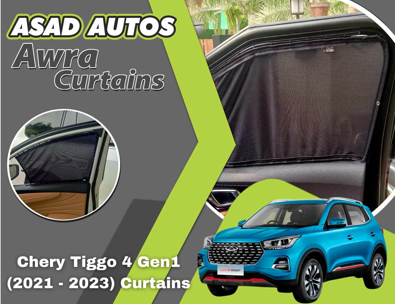 Chery Tiggo 4 Gen1 (2021–2023) Custom-Fit Car Curtains – UV Protection and Privacy