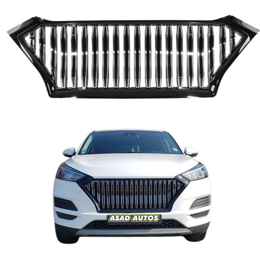 Chrome Front Bumper Grill for Hyundai Tucson 2020-2024, enhancing vehicle style with a sleek chrome finish and durable construction.