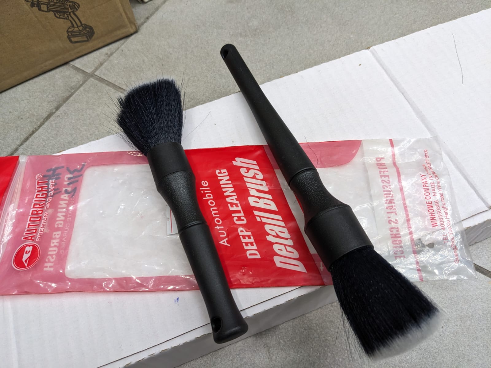 Close-up of the Deep Cleaning Detailing Brush Set (2 Pcs) with ergonomic handles and soft bristles, ideal for car interior and exterior cleaning.