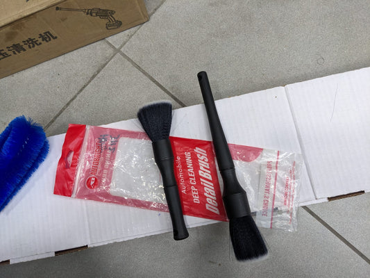 Close-up of the Deep Cleaning Detailing Brush Set (2 Pcs) with ergonomic handles and soft bristles, ideal for car interior and exterior cleaning.