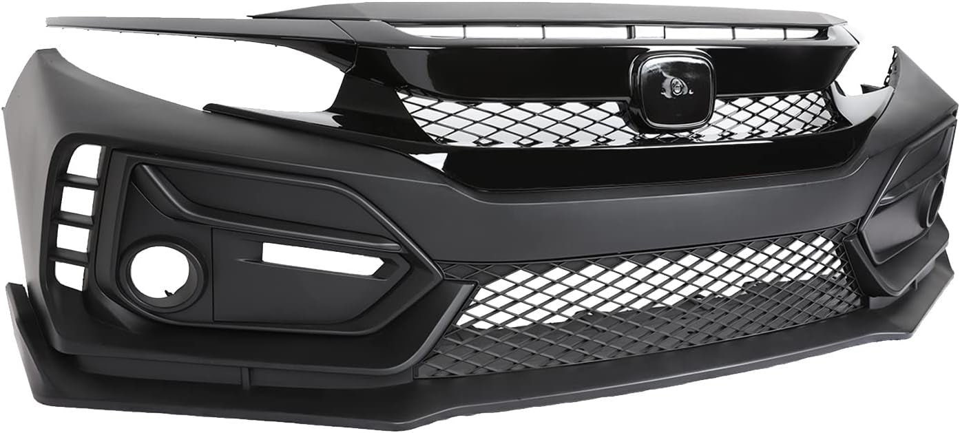 Complete Type R Style Conversion Kit for Honda Civic 2016-2021 in ABS plastic (Non-Painted), including front bumper, rear bumper, and side skirts.