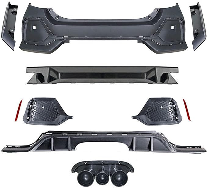 Complete Type R Style Conversion Kit for Honda Civic 2016-2021 in ABS plastic (Non-Painted), including front bumper, rear bumper, and side skirts.